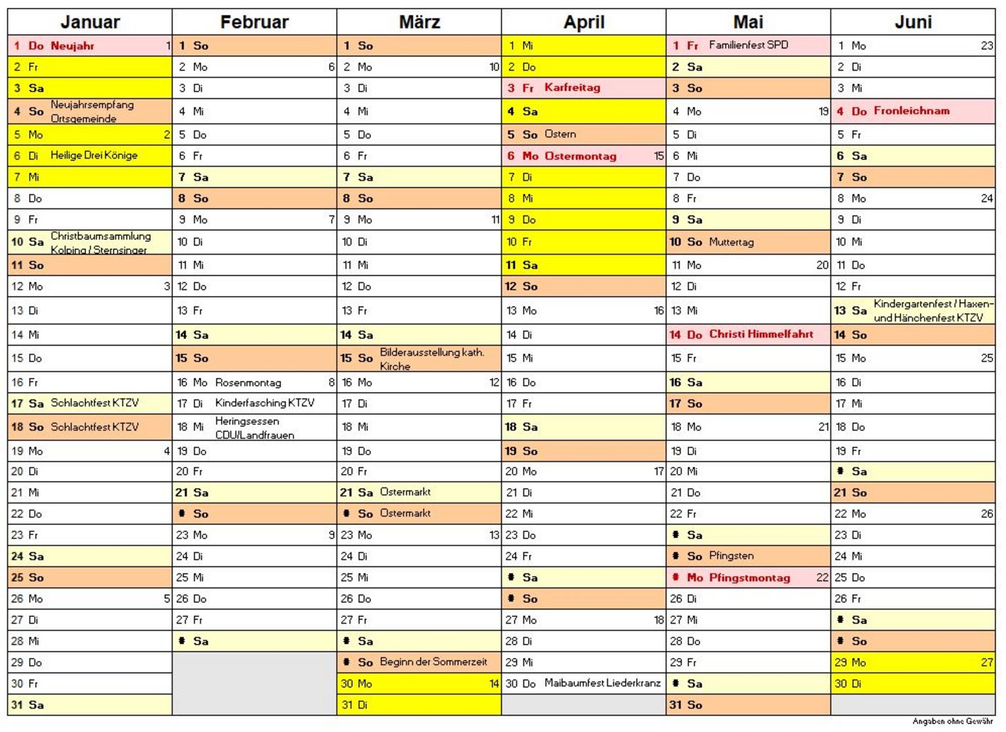 Veranstaltungen Beindersheim 2026